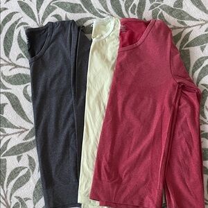 ZYIA 3-Pack Long Sleeve Tee Bundle - Charcoal, Light Green, Red